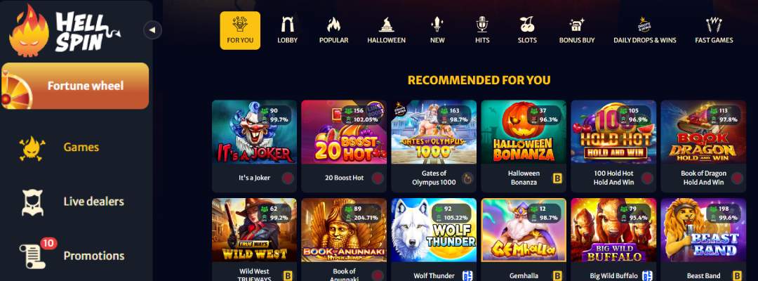 Games in Hellspin Casino